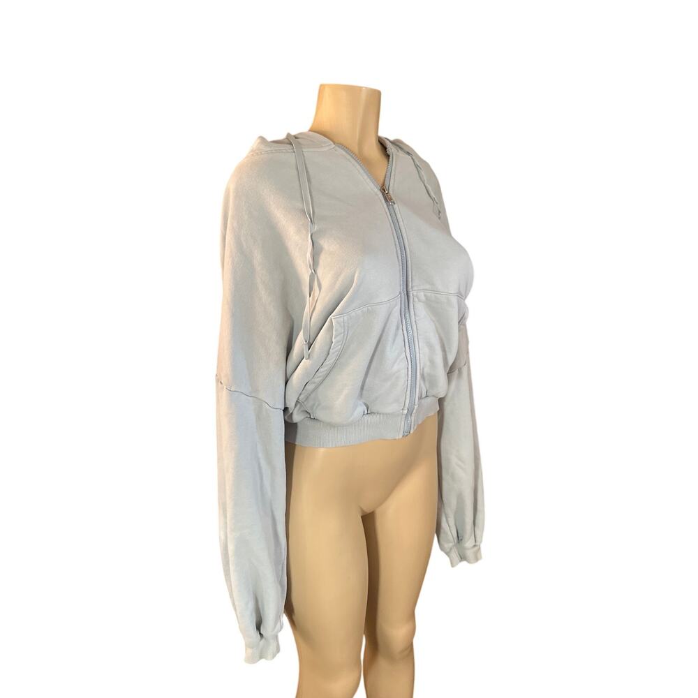 Women S M Pop Flex Popflex Zip Cloud Hoodie Light Blue Hooded Sweatshirt Coat